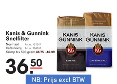  kanis en gunnink koffie 6 500 1885 snelfilter normaal krimp koffiebranders snelfiltermaling 