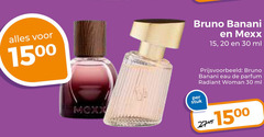  15 20 27 30 1500 mexx bruno banani ml eau parfum radiant woman stuk 