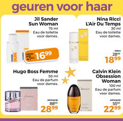  30 50 100 2899 geuren haar sander sun woman ml eau toilette dames nina ricci du temps hugo boss femme parfum elders calvin klein obsession 55 