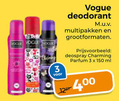  3 150 vogue deodorant multipakken grootformaten deospray charming parfum ml 