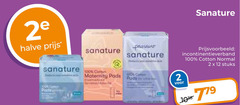  2 10 12 100 2e halve sanature pads incontinentieverband cotton normal stuks 