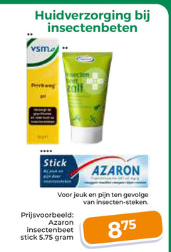  huidverzorging insectenbeten vsm stick insectenkap zalf azaron jeuk pijn gevolge insecten steken insectenbeet 