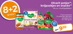  2 8 10 12 100 olvarit potjes knijpzakjes snacks multipakken 3 oant moarn groente knabbels maanden banaan aardbei kiwi 