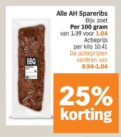  spareribs 25 100 bbq zoet actieprijs kilo varieeren 