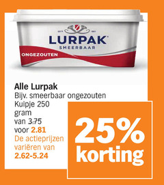  lurpak roomboter 25 250 1901 ongezouten smeerbaar kuipje varieeren 