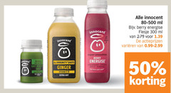  50 100 300 innocent with vitamin millions live culture health shot apple 6x ginger hot super smoothie berry energise strawberry guarana sugar ml flesje varieeren 