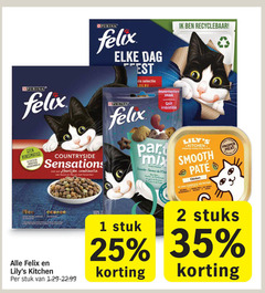  1 2 25 35 100 purina felix kunstmatige kleurstoffen spraken conserveermiddelen sensations combinatie rund kip groenten dag gelei onweerstaanbare mix snacks fries seaside saveur saumon cole recyclebaar kitchen food for cats smooth chicken nutrition grain free added natural ingredients sugar meat heerlike ronde stuk stuks 