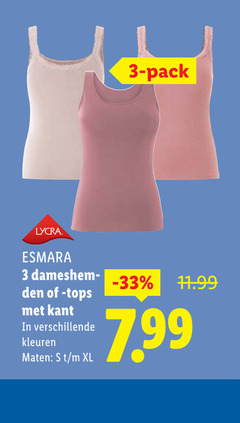  3 lycra esmara kant kleuren maten xl pack 