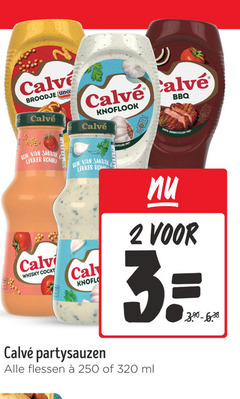  2 3 100 250 320 calve broodje uno knoflook bbq ruk romig rom pet gerecycled calvi whisky partysauzen flessen ml 