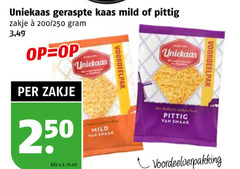  250 uniekaas geraspte kaas mild pittig zakje 200 kilo v.a. 