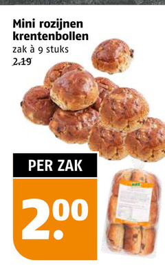  9 200 mini rozijnen krentenbollen zak stuks 