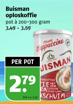  buisman oploskoffie 279 pot classic cappuccino land kilo v.a. 