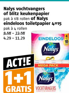  1 4 15 nalys vochtvangers blitz keukenpapier pak 8 rollen eindeloos toiletpapier mega pack 