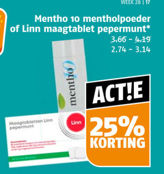  10 17 25 28 week menthol mentholpoeder maagtablet pepermunt 