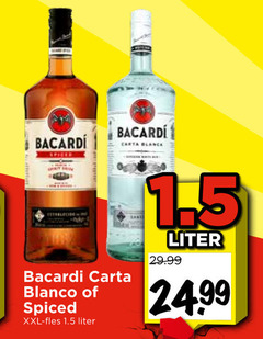  bacardi rum carta blanca spices blanco spiced xxl fles liter san 