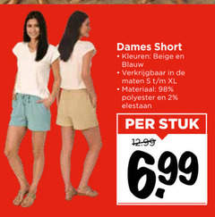  2 dames short kleuren beige blauw maten xl materiaal polyester stuk 6 99 