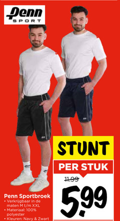  100 sport penn sportbroek maten xxl materiaal polyester kleuren navy zwart stuk 5 99 