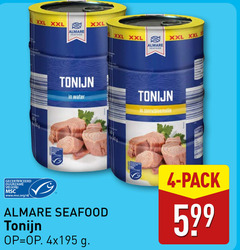  4 xxl seafood tonijn water zonnebloemolie gecertificeerd duurzame visserij www.msc.org nl pack 