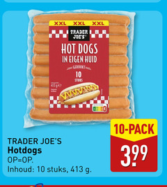  10 xxl seth ge trader hot dogs huid gerookt stuks hotdogs inhoud score pack 