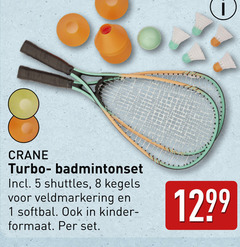  1 5 8 crane turbo badmintonset shuttles kegels softbal kinder formaat 