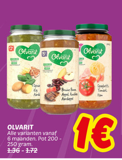  olvarit babyvoeding 6 13 200 250 natuurlijke spinazie kip bruine bonen appel rundvlees aardappel spaghetti tomaat ham maanden pot 