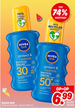  30 50 200 recycled bottle without cap pump nivea sun protect beschermt huid binnen buiten la peau immediate uva uvb protection hydration water resistant uv soorten flacon ml hoog trees haute dop pomp 6 99 