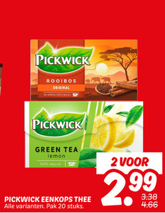 pickwick thee 2 20 100 200 rooibos original caffeine natural green tea lemon eenkops pak stuks 