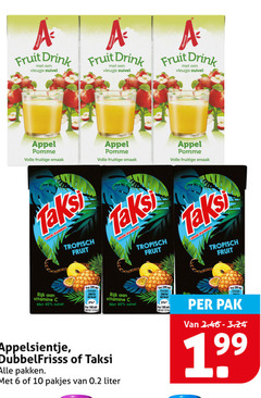  3 6 10 33 40 100 140 200 fruit drink vleugje zuivel appel pomme volle fruitige taksi tropisch energie rijk vitamine ml appelsientje dubbelfrisss pakken liter pak 