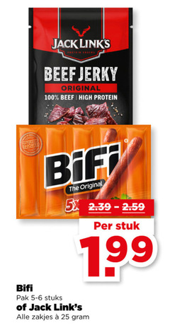  bifi bierworstjes 25 100 jack protein snacks beef original high stuk pak stuks zakjes 