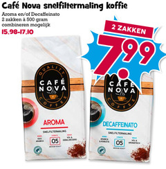  cafe nova koffie 2 100 500 mcafee snelfiltermaling aroma zakken combineren arabica sterkte medium roast fe bonen robusta aromatisch 