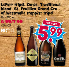  westmalle omer lefort speciaalbieren 750 tripel traditional blond st. grand cru trappist fles ml nix18 5.99 liter fusilli 