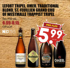  omer lefort westmalle speciaalbieren 750 tripel traditional blond grand cru trappist fles ml nix18 5.99 liter b 