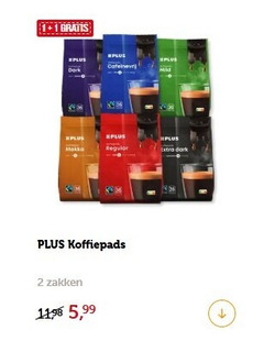  plus huismerk koffiepads 1 2 cafeinevrij dark mild regular zakken 99 