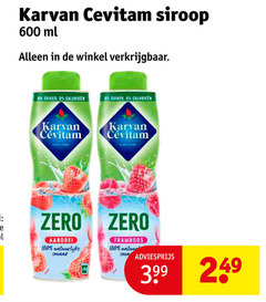  karvan cevitam limonadesiroop 100 600 siroop ml suiker calorieen zero aardbei framboos 3.99 