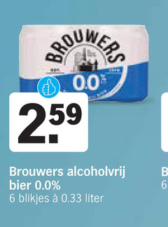 brouwers alcoholvrij bier 6 0.0 blikjes liter 