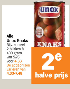  unox knakworsten 2 400 knaks naturel blikken varieeren halve 