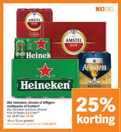  amstel heineken affligem blikjes bier krat 24 25 pilsener blond nix18 multipacks kratten premium liter gekoeld varieeren 