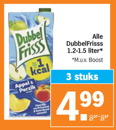  dubbelfrisss fruitdrank 3 dubbel frisss appel perzik liter m.u.v boost stuks 