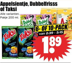  6 10 200 appelsientje dubbelfrisss taksi pakje ml dubbel suiker tropisch fruit puur pack 