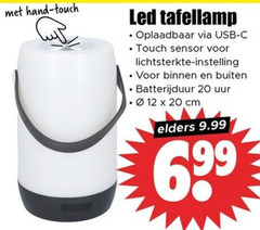  12 20 hand touch led tafellamp oplaadbaar usb sensor lichtsterkte instelling binnen buiten uur cm elders 