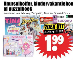  knutselkoffer puzzelboek o.a. mickey zappelin tina donald duck quizboek lost sudoku zoek elders 