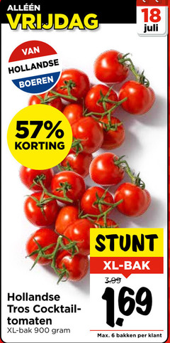  trostomaten 6 18 vrijdag hollandse boeren tros cocktail tomaten xl bak 3.99 1 69 bakken 