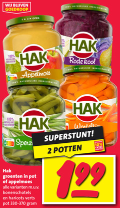  1 2 10 100 open hak appelmoes natuurlijke ingredientes rode kool sperzieboon potten groenten pot bonenschotels haricots verts 330-370 
