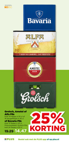  bavaria amstel alfa grolsch krat bier 8 12 16 18 24 25 30 45 1615 1870 jaar legitimatie alcohol nix18 lieshout beer limburg bieren b meesterschap pils beugelflesjes plus.nl 