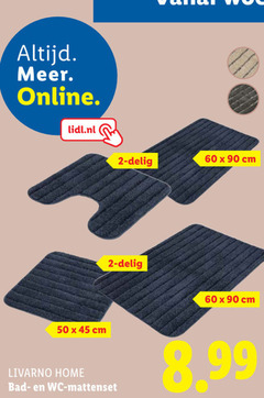  2 45 50 60 90 online lidl.nl cm delig livarno home bad wc mattenset 