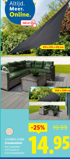  4 6 200 300 online lidl.nl cm livarno home schaduwdoek veren karabijnhaken 