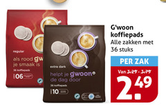  gwoon koffiepads 10 36 regular rood dark dag zakken stuks zak 