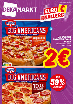  2 15 dr.oetker knallers nutri score big americans crispy outside soft inside bbq chicken topped with breast and cheese diepvries dr oetker pizza pak texas salami mozzarella 