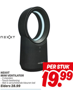  3 5 nexxt mini ventilator standen touchbin bediening kleuren led elders stuk 