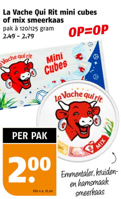  8 la vache qui rit mini cubes mix smeerkaas pak 120 00 kilo v.a. emmentaler kruiden 